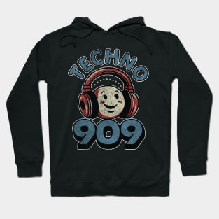 Techno 909 - Retro Vintage Distressed Logo Hoodie